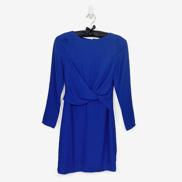 Reiss Elle Knot Front Mini Dress Size 2 Cobalt Blue Classic Elegant Old Money - Picture 1 of 4